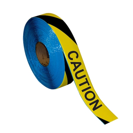 Superior Mark Floor Marking Message Tape, 2in x 100Ft , CAUTION B/Y Stripe IN-40-707I
